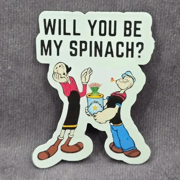 Will You Be My Spinach Popeyes Funny Humor Laptop Decal Stationary Sticker - Picture 1 of 4
